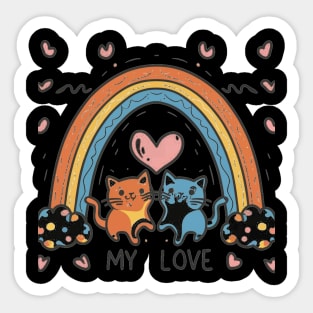 My Rainbow Cat is My Valentine Sticker